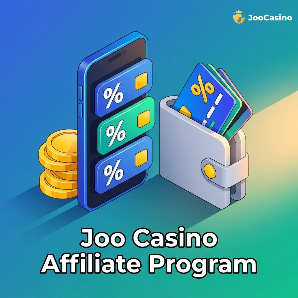 Joo Casino affiliate program dashboard showing revenue share tiers, reporting tools, and promotional creatives for partners