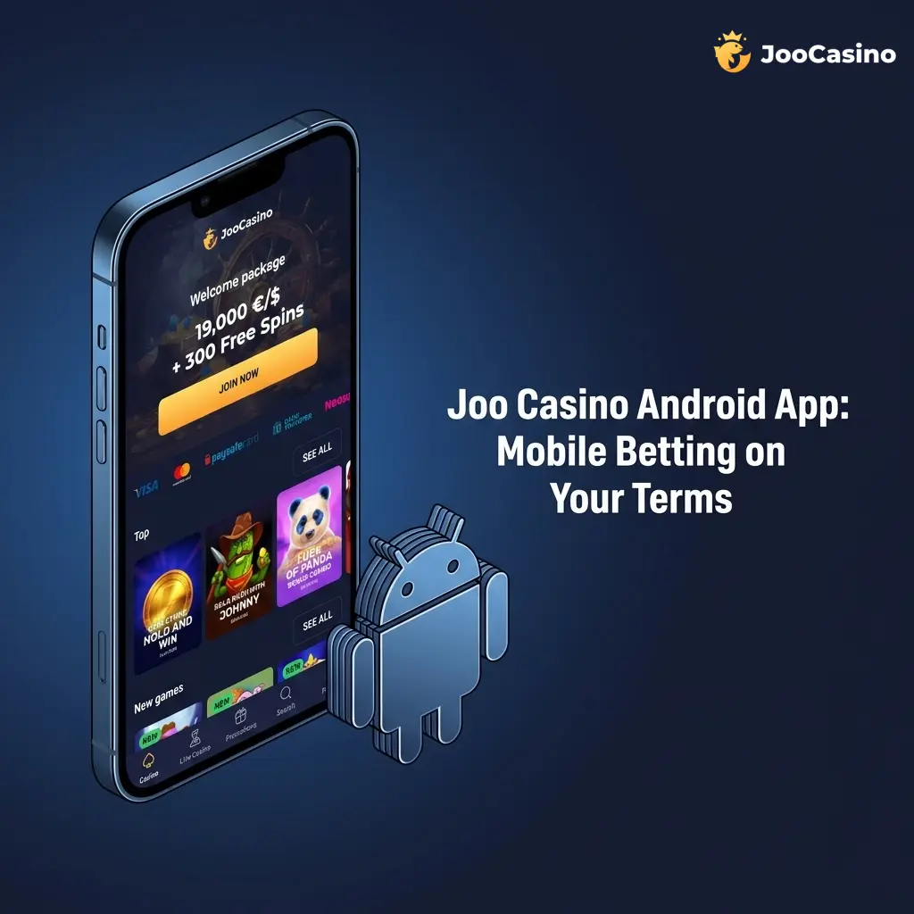 Joo Casino Android app interface showing mobile sports betting and casino games available for download in Australia