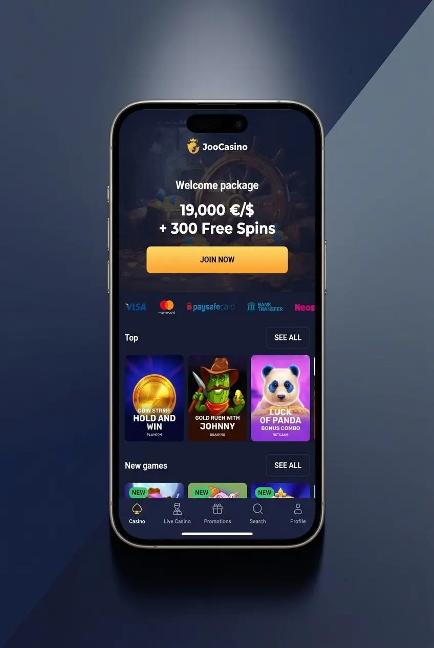 Joo Casino sign up registration form showing step-by-step account creation process with email and Google options