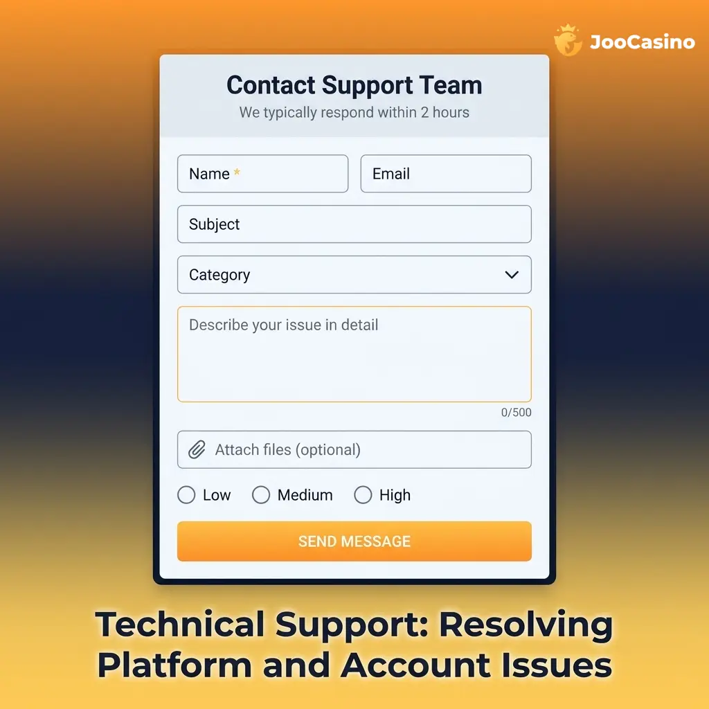 Joo Casino technical support team resolving platform login, payment, and game malfunction issues for players