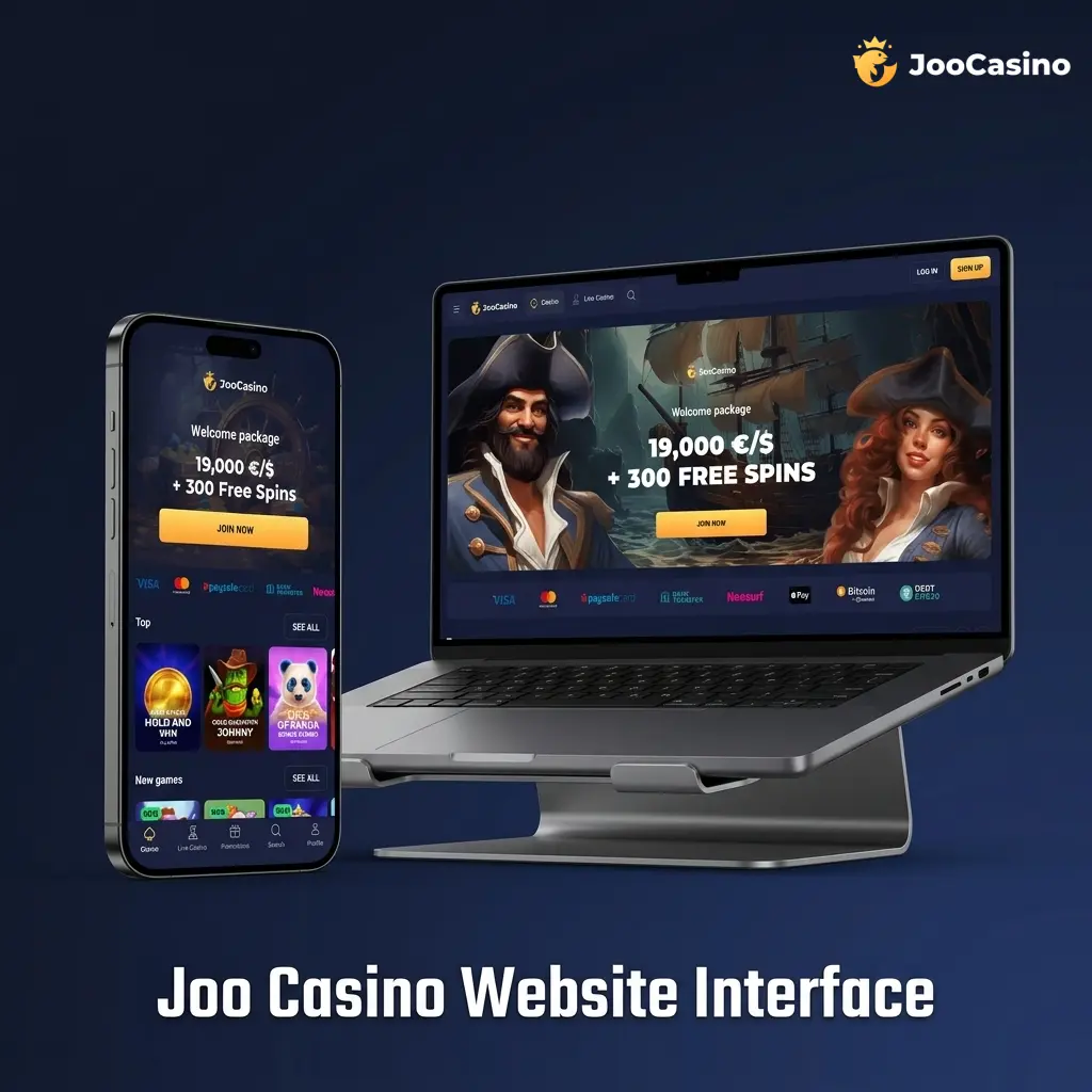 Joo Casino dark-themed website interface showing top navigation bar with Sports, Live Betting, Casino, and Promotions links