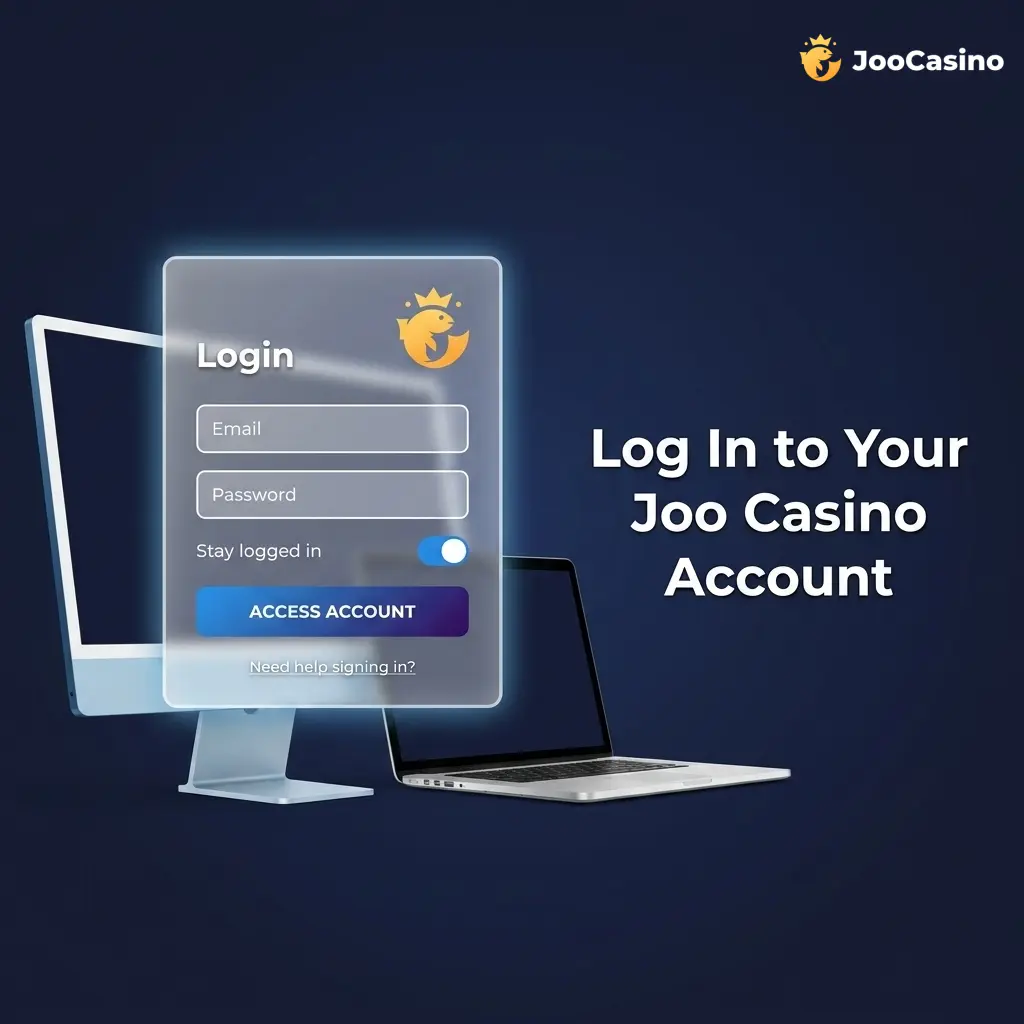 Joo Casino login page showing email and password fields with Sign In button and Forgot Password recovery link
