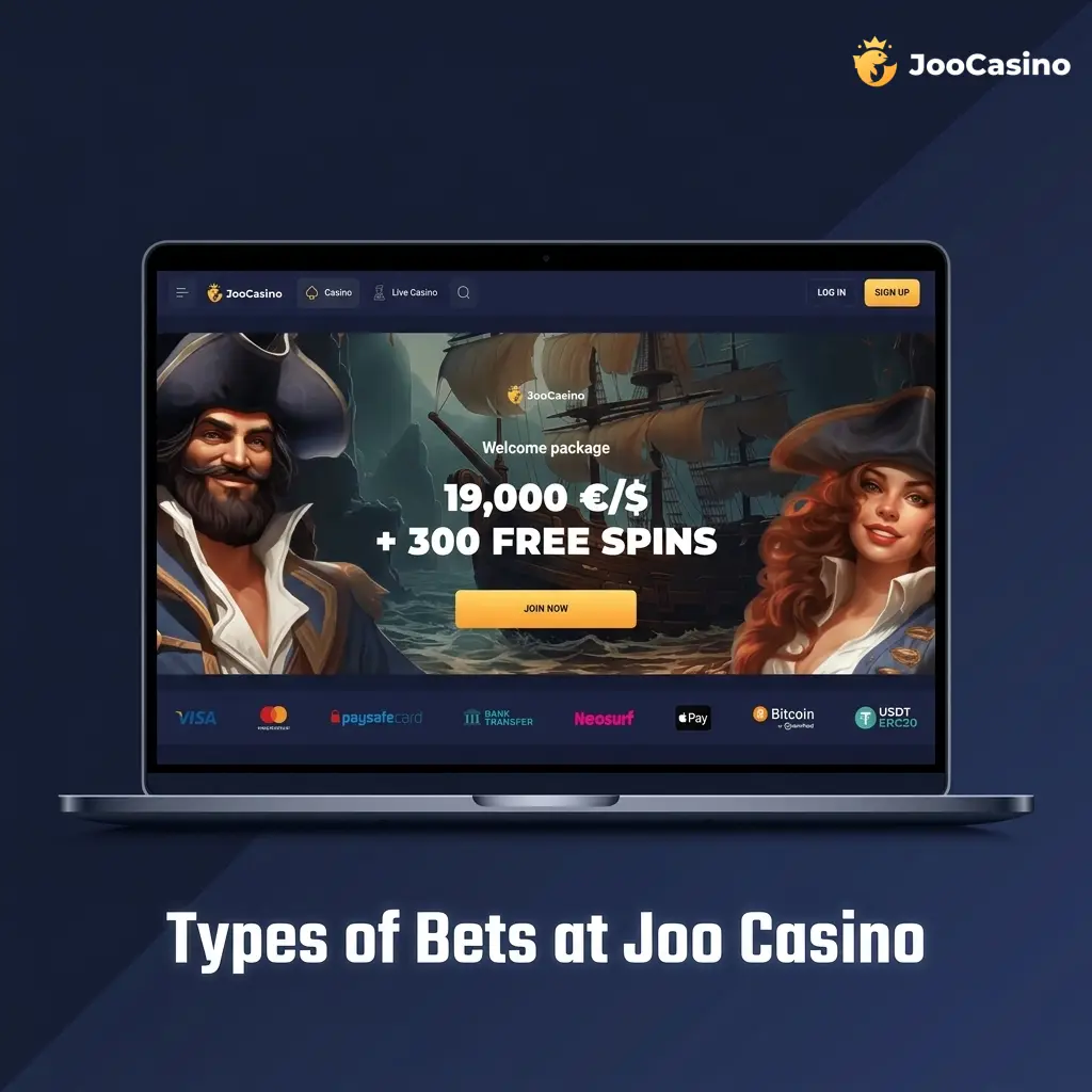 Diagram showing three bet types at Joo Casino: Single, Express Accumulator, and System bets with risk and reward profiles